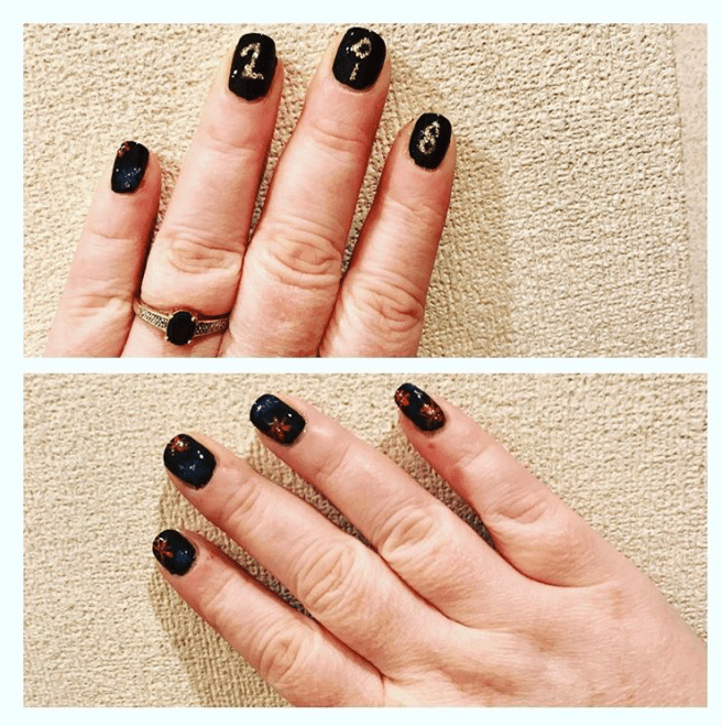 New Year themed nail art manicure