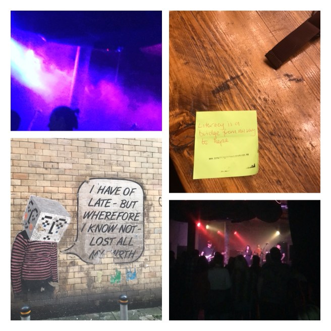 Quote of the dead, project post it, street art, smoke & lights