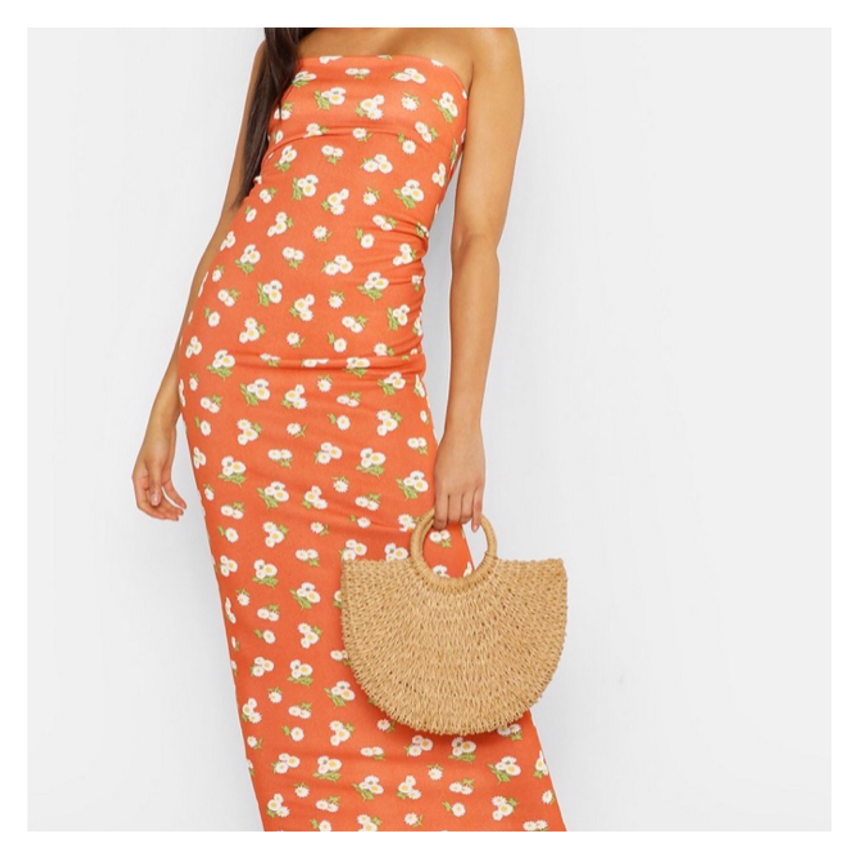 Boohoo orange maxi dress