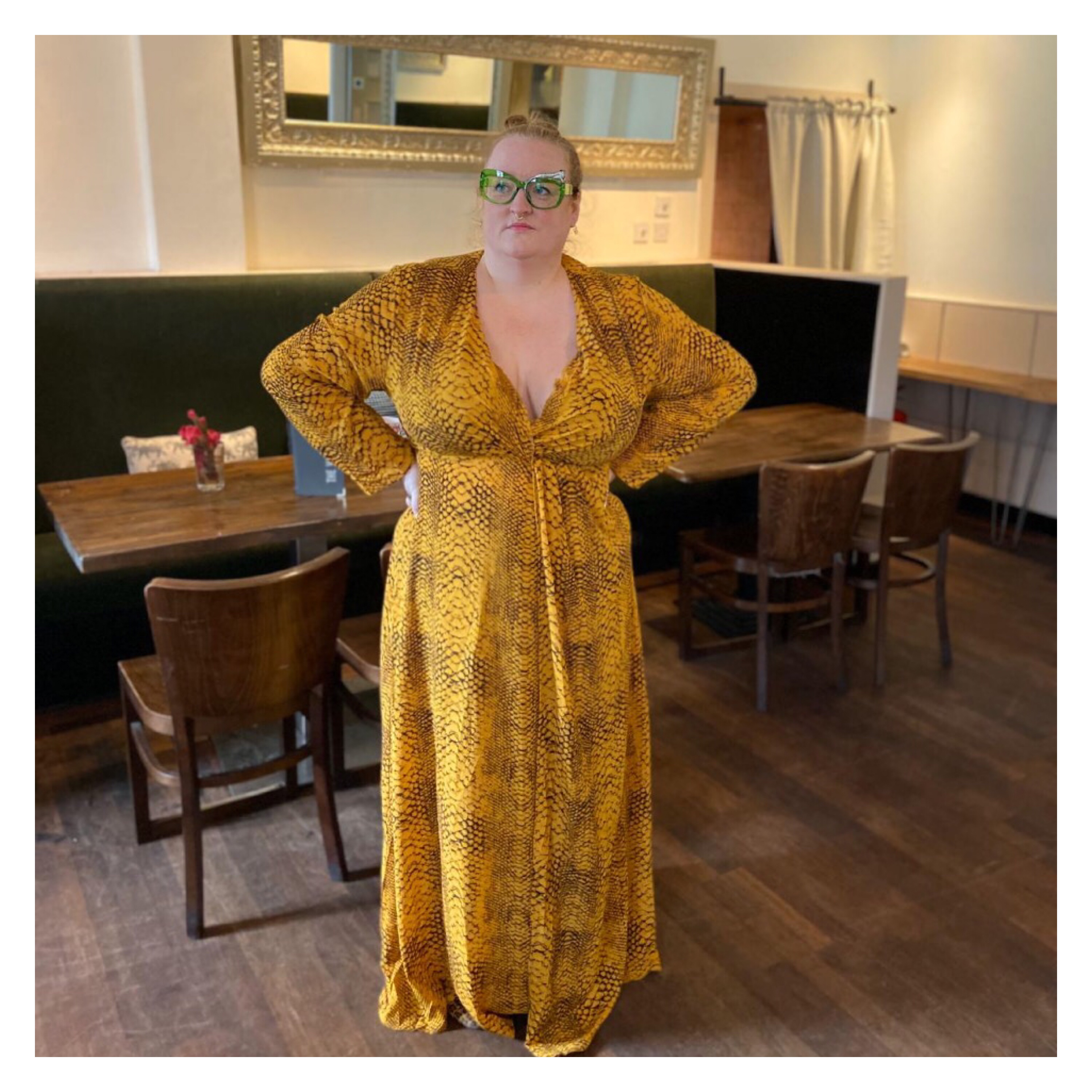 ly h kerr snakeskin maxi dress