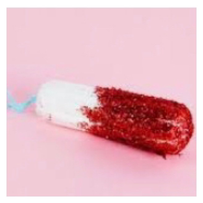 Tampon dipped in red glitter 