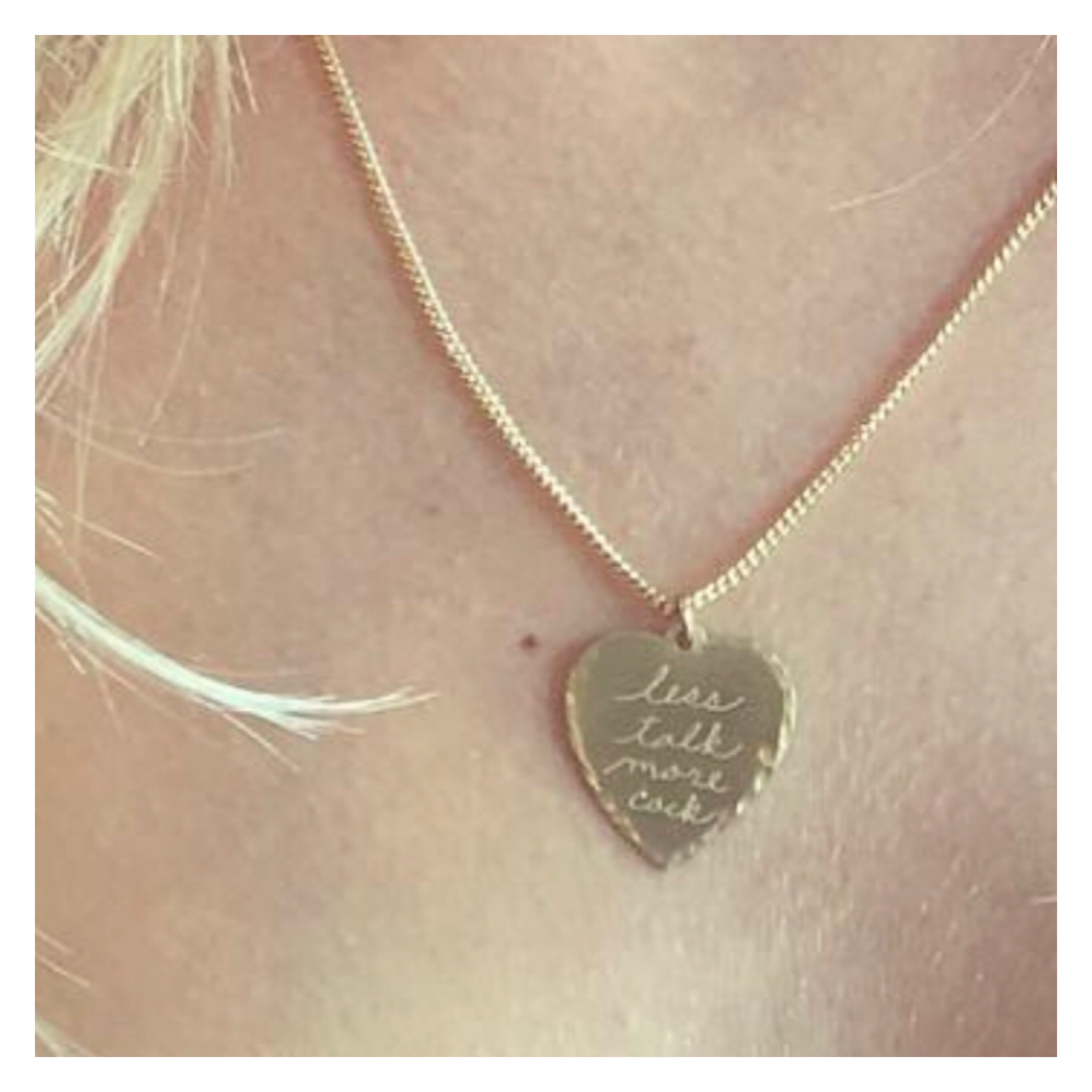 Good love heart pendant with the inscription, less talk more cock 