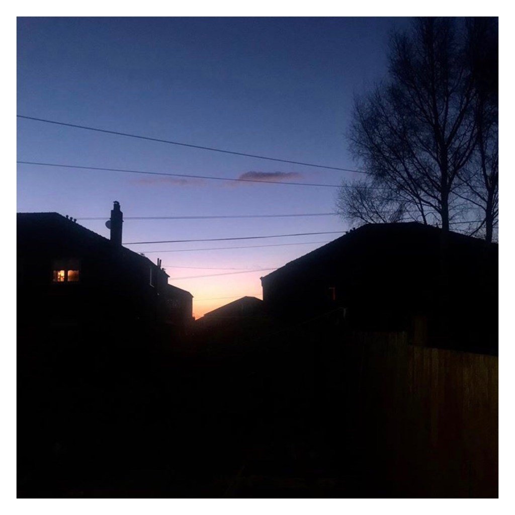 Lilac & pink sunset over houses 