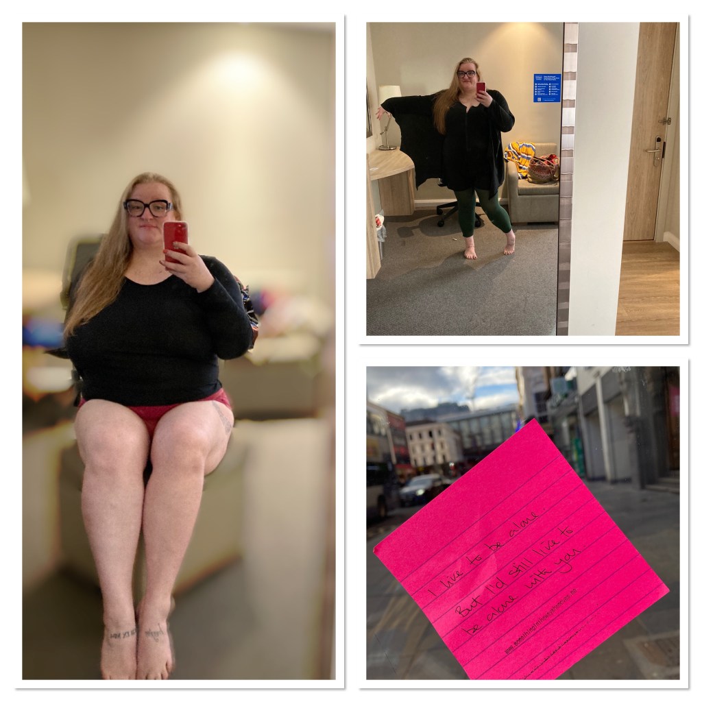 ly westing bat winged playsuit and sitting in a stool wearing black top & pink knickers 