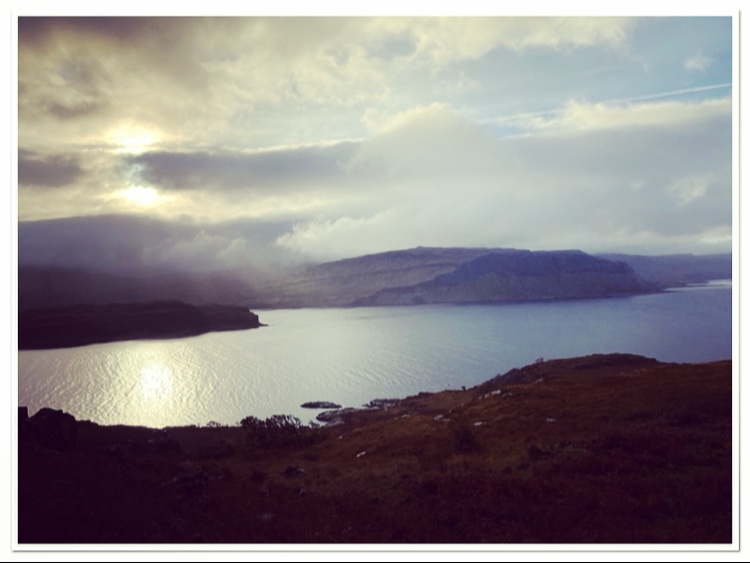 View of sea and cliffs off mull